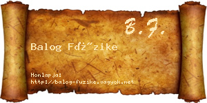 Balog Füzike névjegykártya